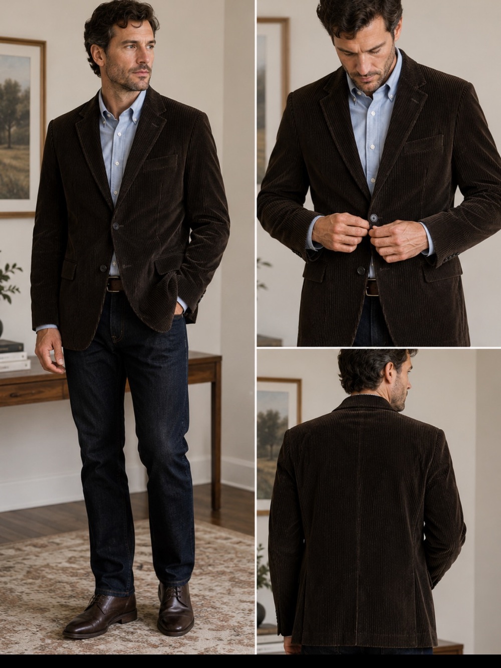 Norm Thompson brown corduroy sports blazer Classic  Men's  size 44L